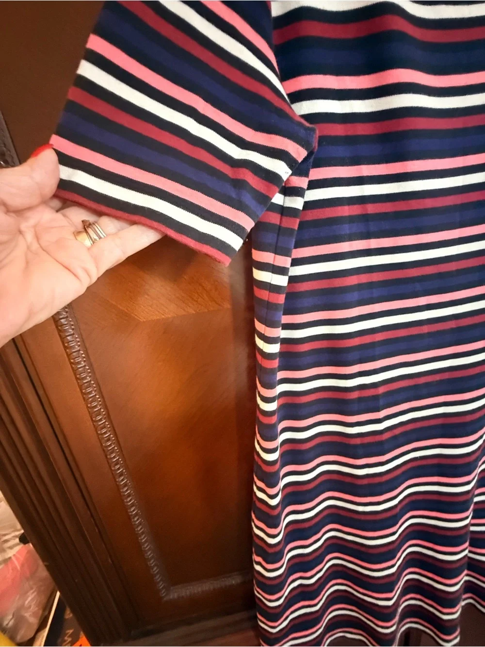 Brooks Brothers EUC Navy, Pink & white
Striped t shirt dress. 100% cotton
Sz LG - Picture 6 of 11